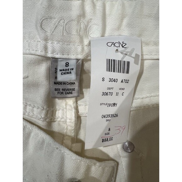 NWT Women’s Cache Ivory 5 Pocket Jeans Cotton Blend Size 8 - Picture 7 of 9